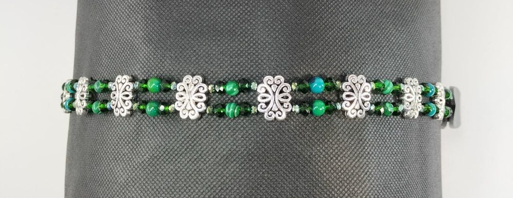 Browband - Clarity and Serenity. Chrysocolla and Malachite. Full Size.