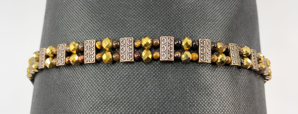Browband - Courage, Empowerment and Harmony. Tigers Eye Cob Size.