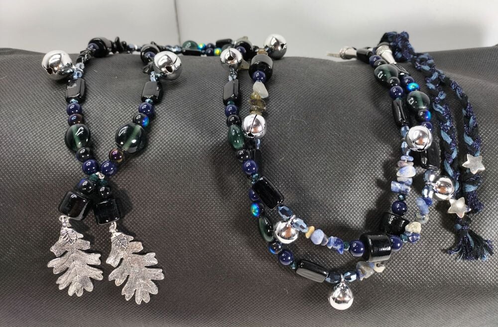Rhythm Beads - Blue Sodalite, Black Obsidian and Labradorite. Large Pony / 