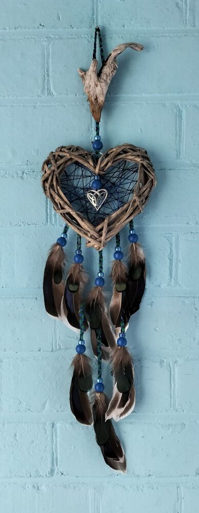 Hearts and Blue Goldstone Dream Catcher.  Large Size