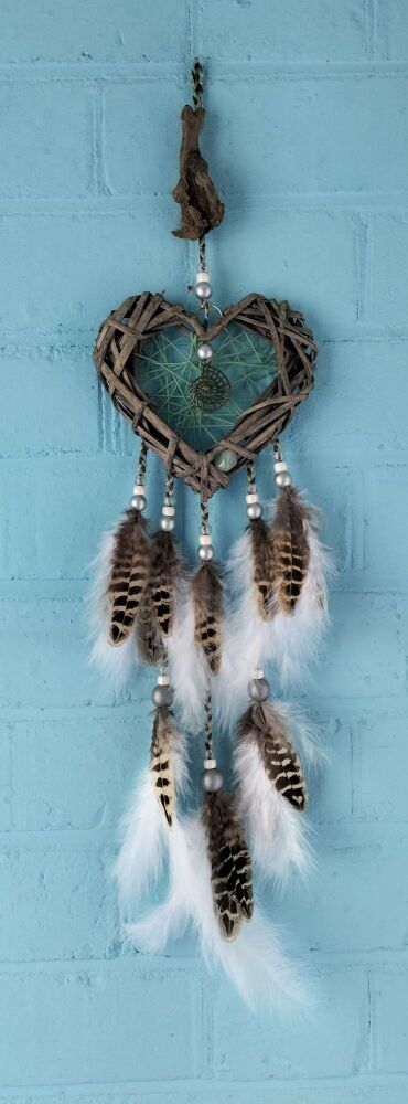 Heart and Green Aventurine Dream Catcher. Large Size