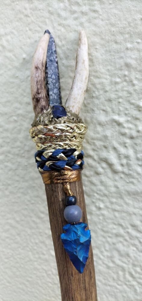 Lapis Lazuli and Antler Walking / Ceremonial / Talking Stick