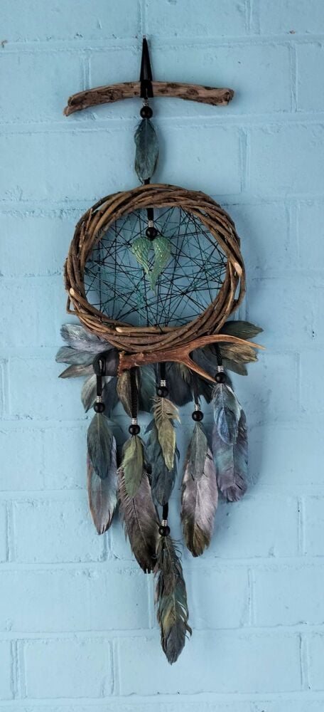 Angel Wings and Green Goldstone Dream Catcher.  Extra Large Size