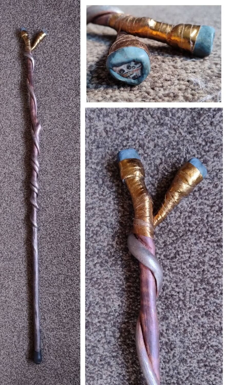 Green Goldstone and Leopard Jasper Walking / Ceremonial / Talking Stick