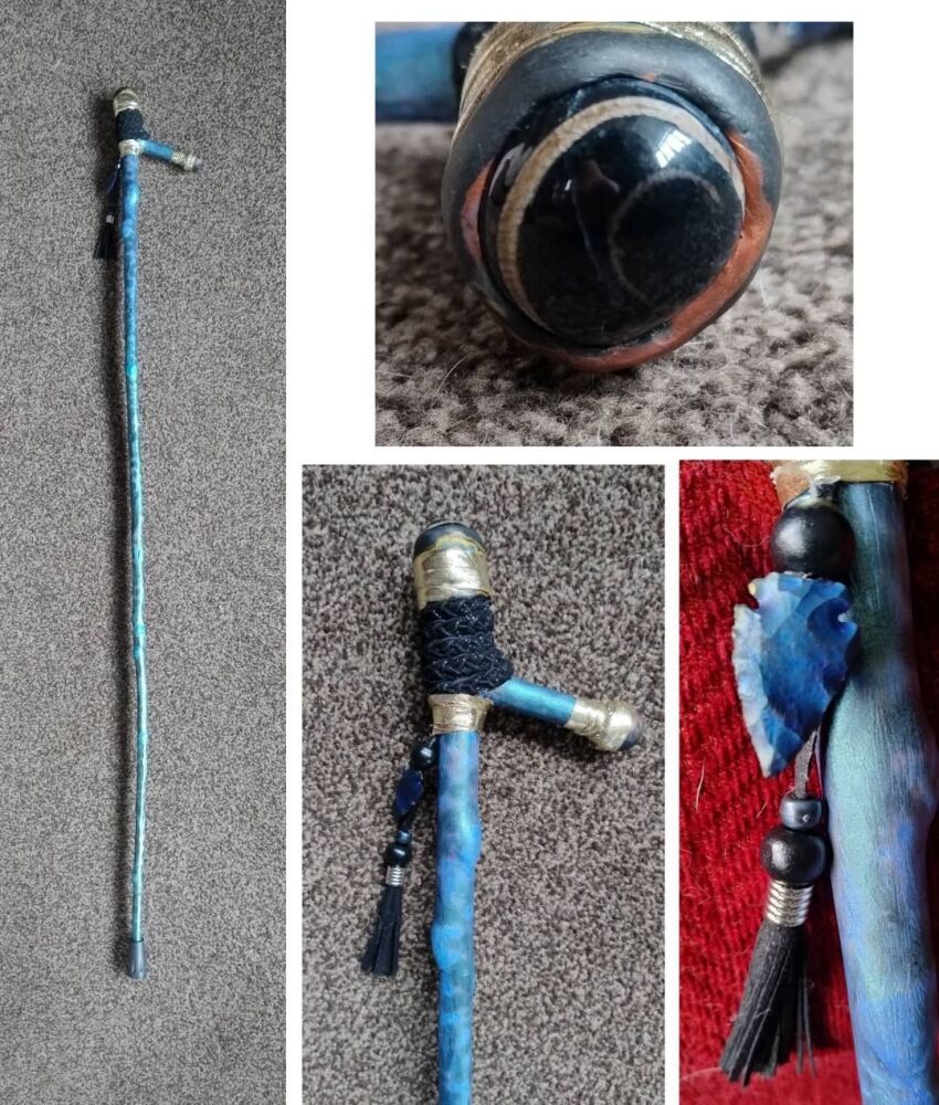 Tigers Eye and Blue Goldstone Walking / Ceremonial / Talking Stick