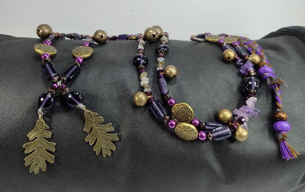 Rhythm Beads - Amethyst, Ametrine, Silver Sheen Obsidian and Labradorite. Larger Pony / Cob to Full Size Horse.