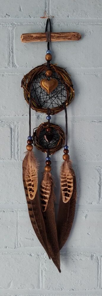 Blue Goldstone and Heart Dream Catcher. Medium Size