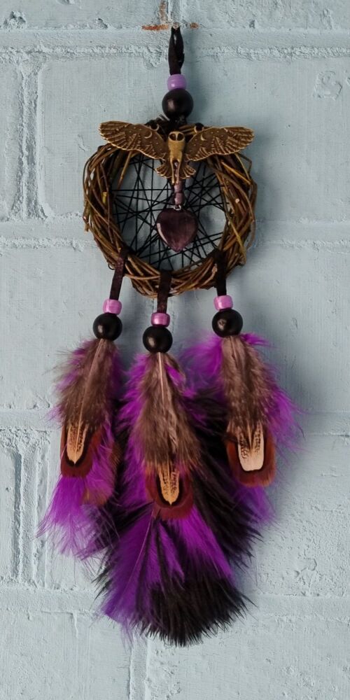Amethyst and Owl Dream Catcher. Small Size