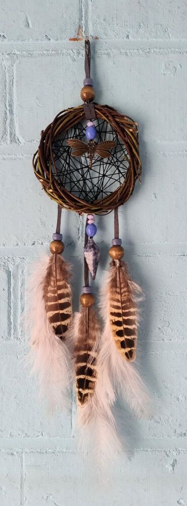 Dragonfly and Blue Sodalite Dream Catcher.  Small Size