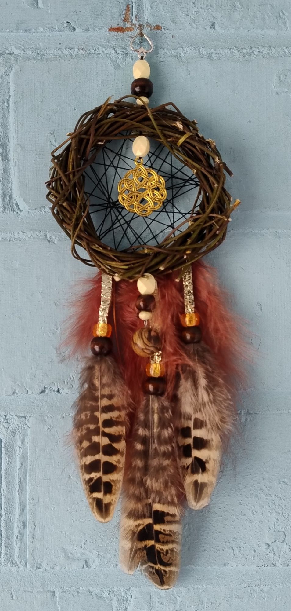 Celtic Knot and Picture Jasper Dream Catcher. Small Size