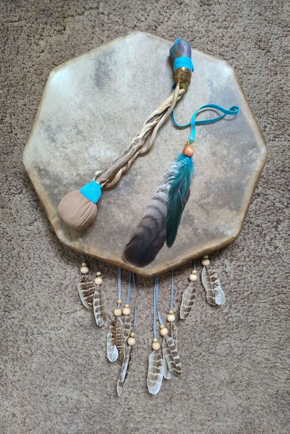 Turquenite / Blue Howlite Drum Beater