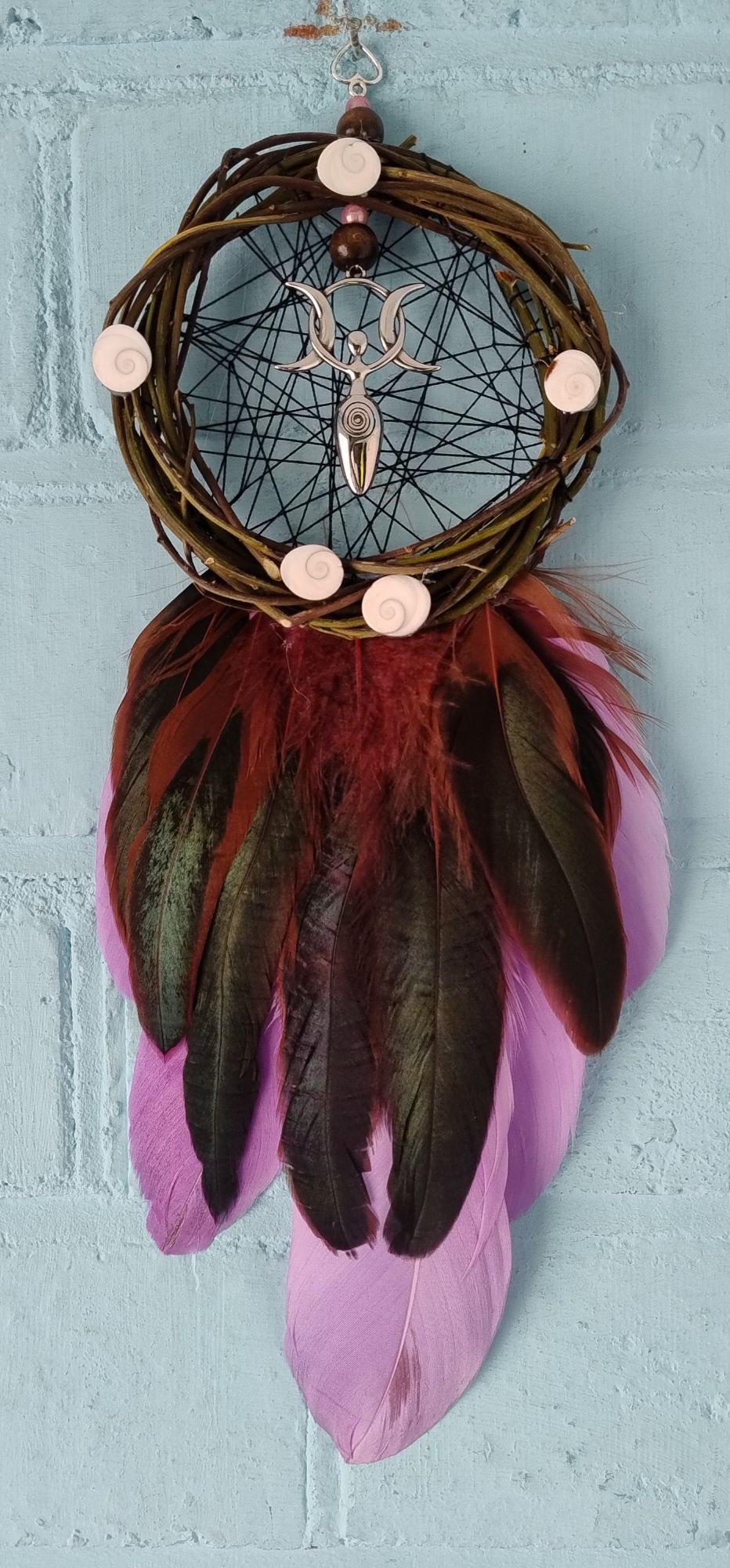 Goddess and Shiva Shell Dream Catcher. Small / Medium Size