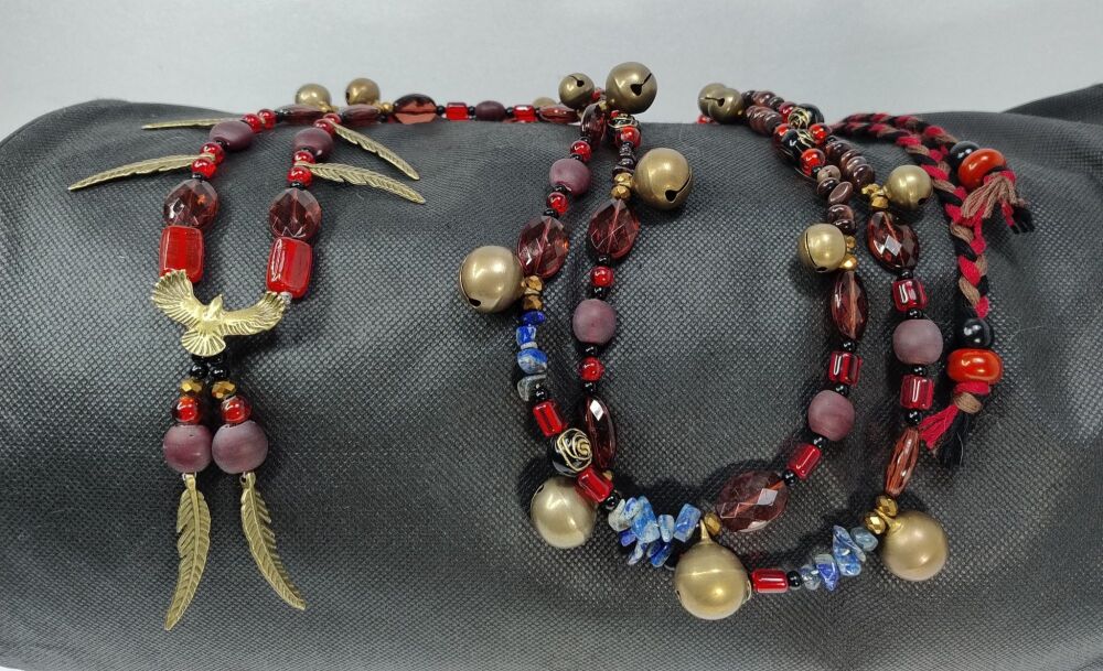 Rhythm Beads - Garnet, Lapis Lazuli and Tigers Eye. Larger Cob to Draft Size Horse.