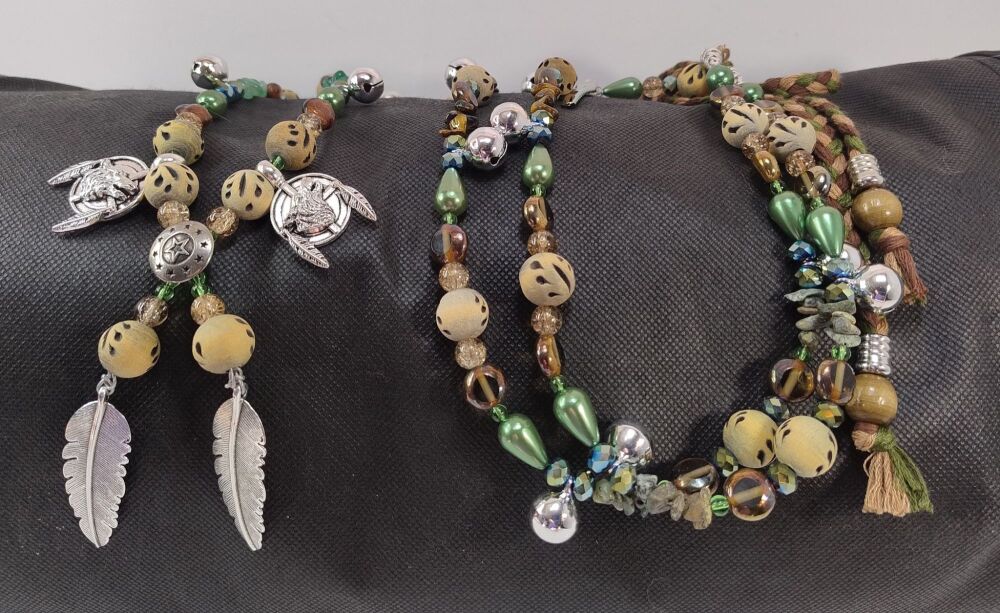 Rhythm Beads - Green Aventurine, Green Turquoise and Tigers Eye. Larger Pony / Cob to Full Size Horse.