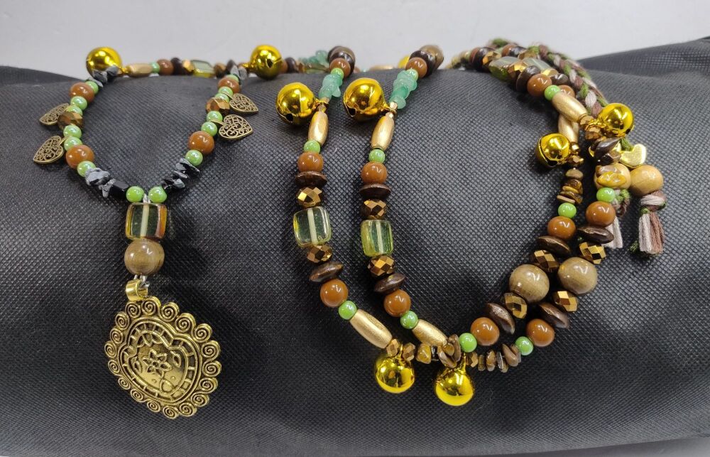 Rhythm Beads - Green Aventurine, Tigers Eye and Snowflake Obsidian. Cob to Extra Full Size Horse.