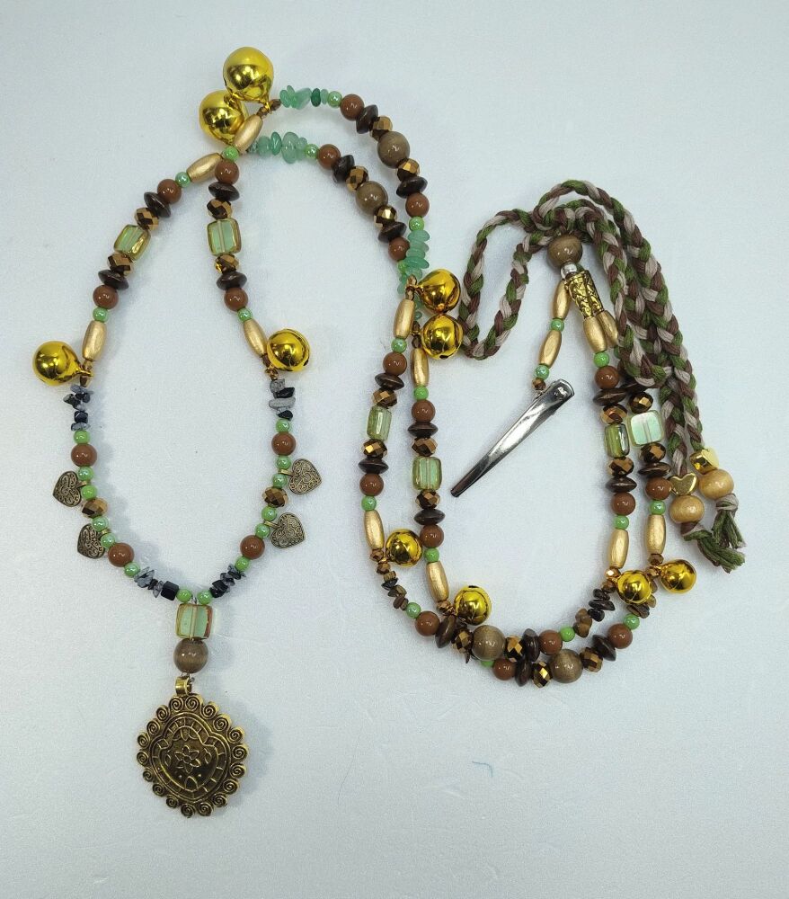 Rhythm Beads - Green Aventurine, Tigers Eye and Snowflake Obsidian. Cob to Extra Full Size Horse.