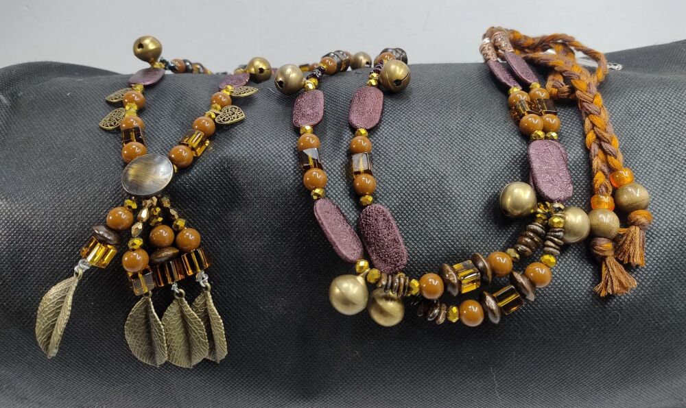 Rhythm Beads - Bronzite, Garnet and Hematite. Cob to Extra Full Size Horse.