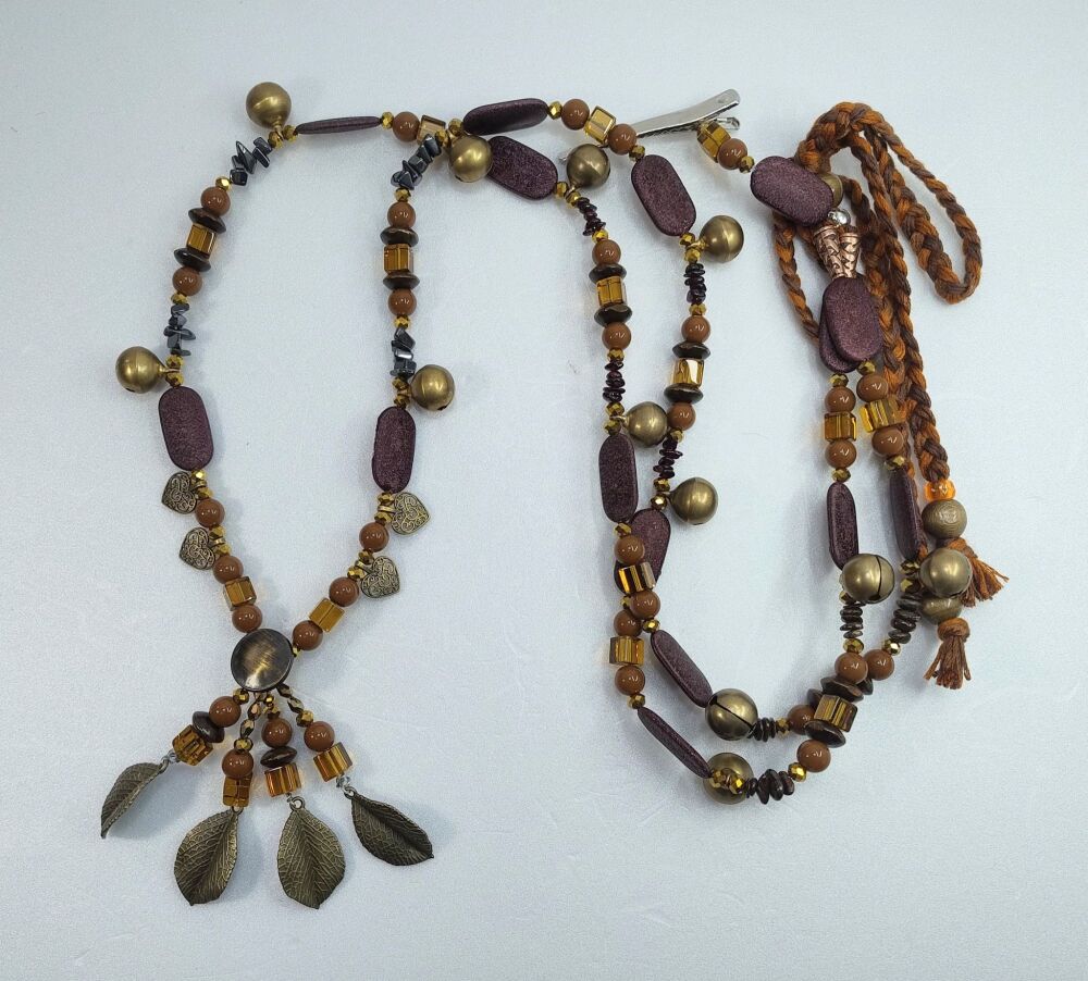 Rhythm Beads - Bronzite, Garnet and Hematite. Cob to Extra Full Size Horse.