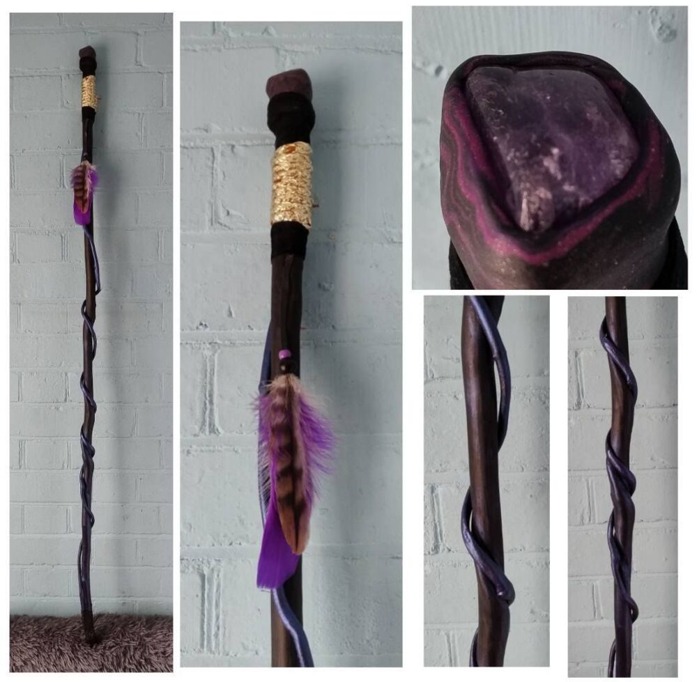 Amethyst Walking / Ceremonial / Talking Stick. Long "Gandalf" style.