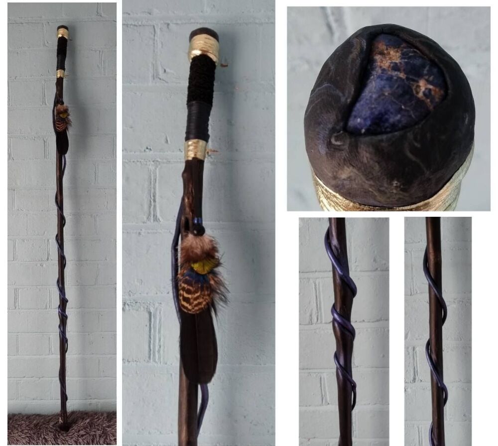 Blue Sodalite Walking / Ceremonial / Talking Stick. Long "Gandalf" style.