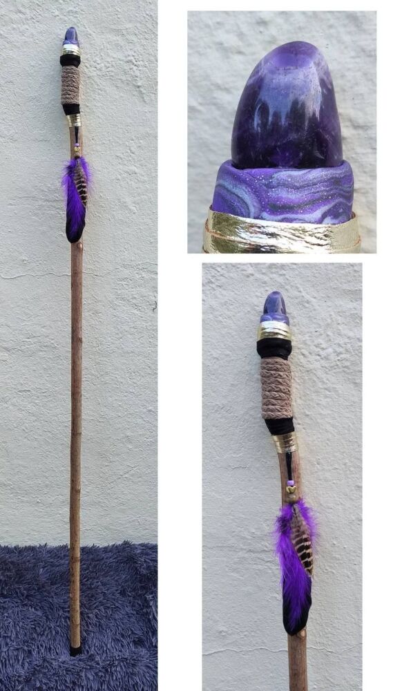 Amethyst Walking / Ceremonial / Talking Stick. Long "Gandalf" style.