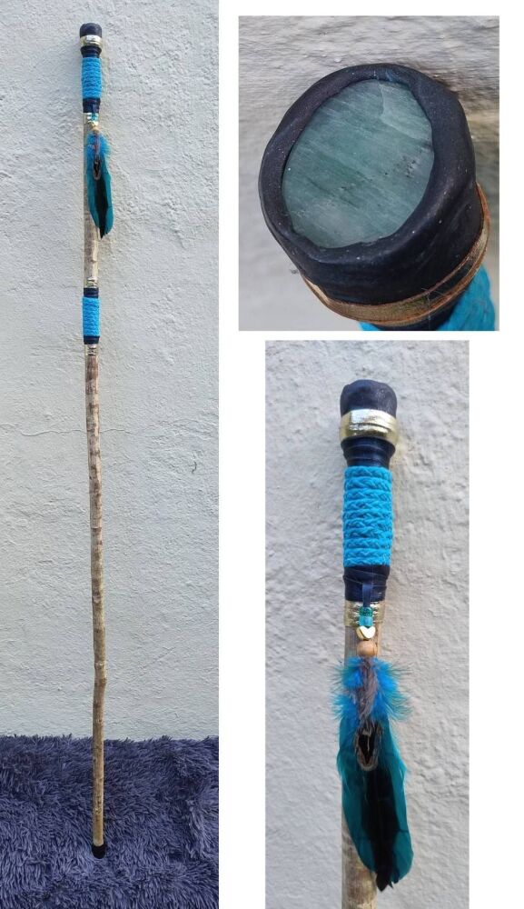 Green Aventurine Walking / Ceremonial / Talking Stick. Long "Gandalf" style.