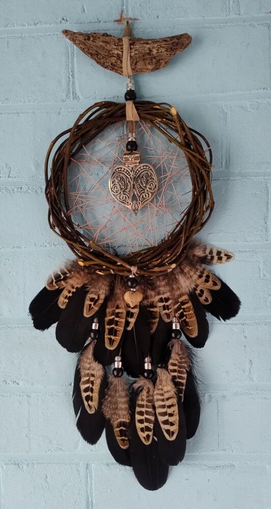 Picture Jasper and Hearts Dream Catcher. Medium / Large Size