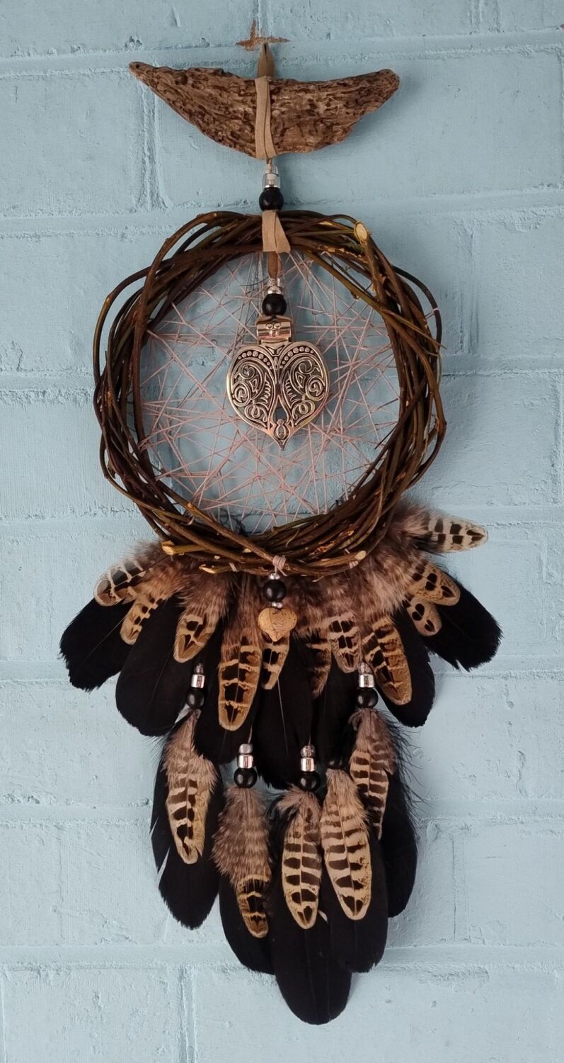 Picture Jasper and Hearts Dream Catcher. Medium / Large Size
