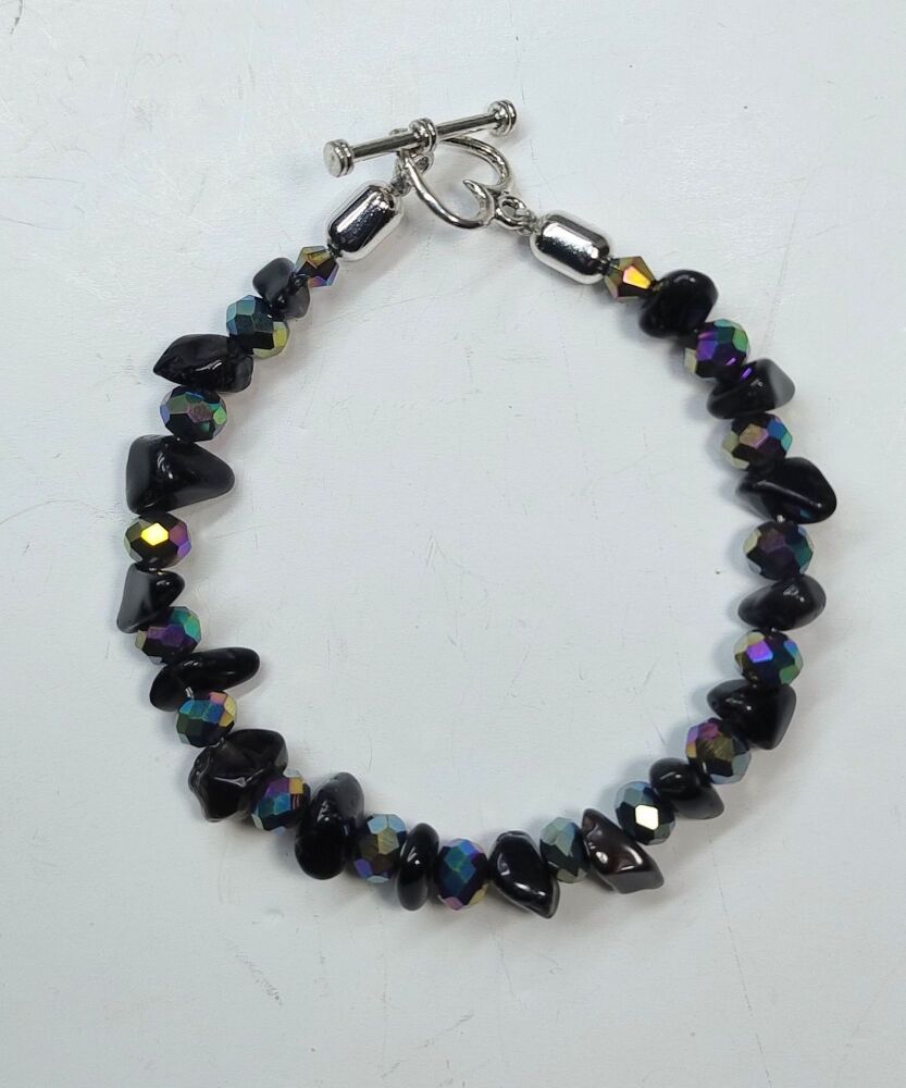 Black Obsidian Bracelet. Single Strand.