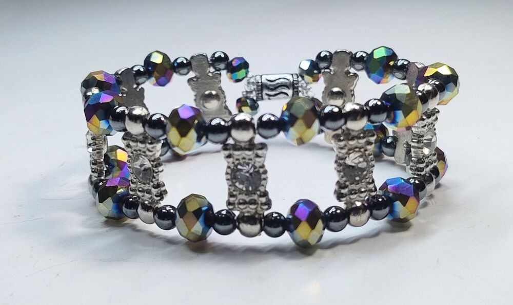 Hematite Stretchy Bracelet. Double Strand.