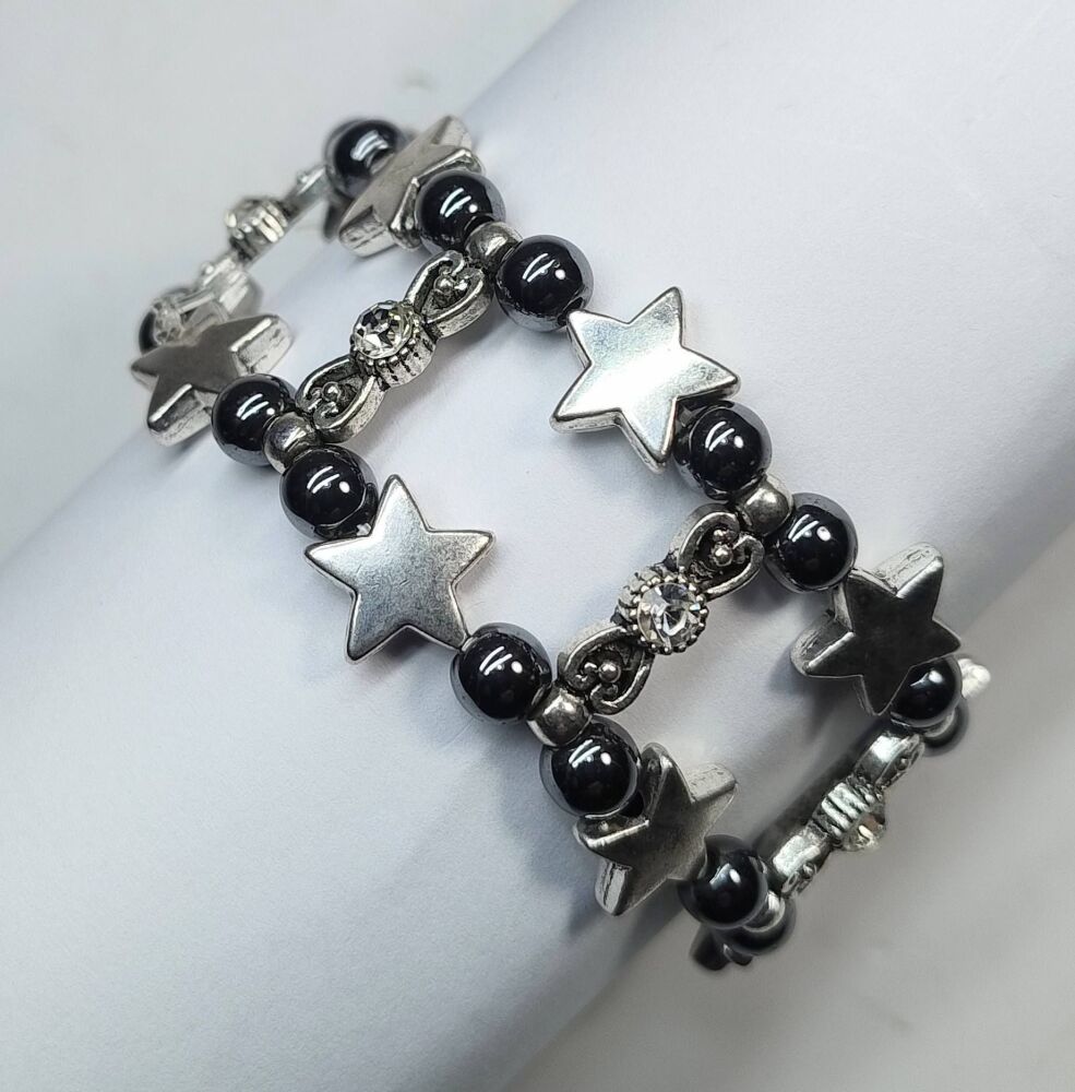 Hematite Stretchy Bracelet. Double Strand.