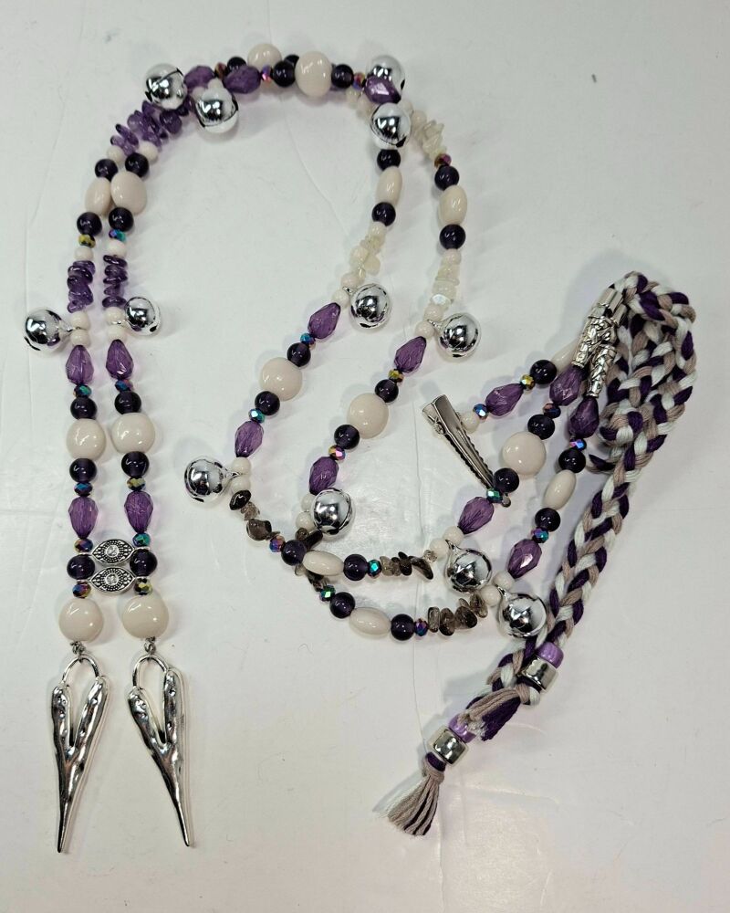 Rhythm Beads - Moonstone, Smokey Quartz, Amethyst. Smaller Pony to Large Pony or Small Cob Size.