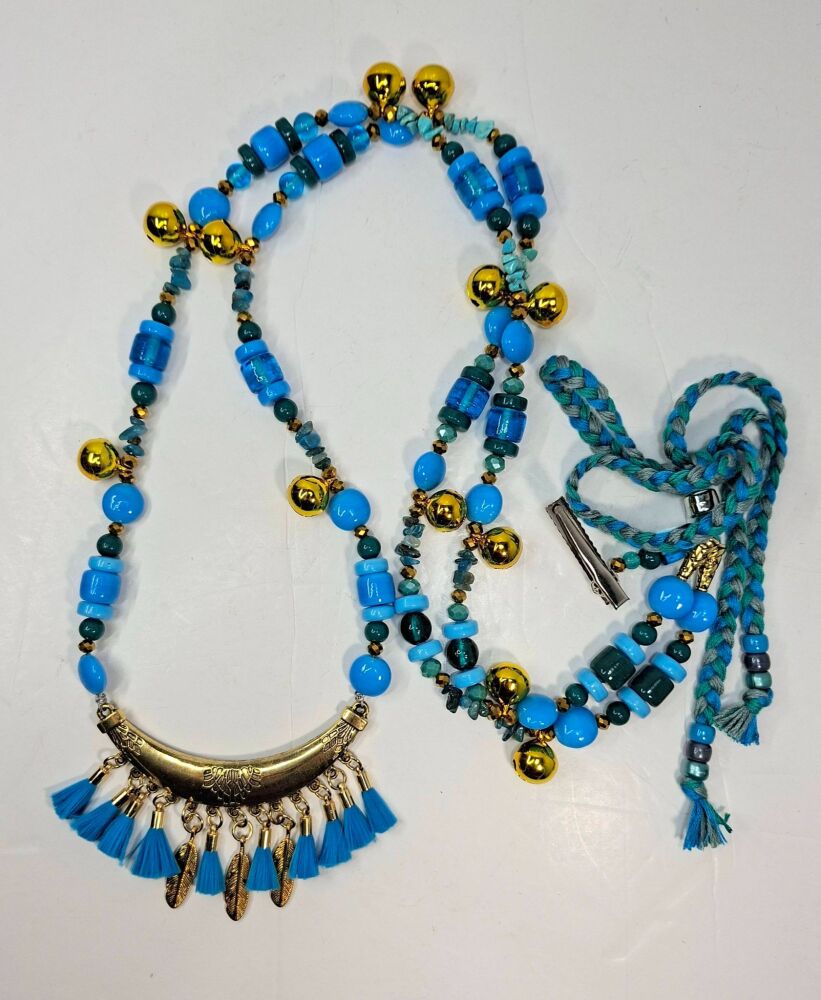 Rhythm Beads - Blue Apatite and Turquenite. Pony to Cob / Smaller Horse.