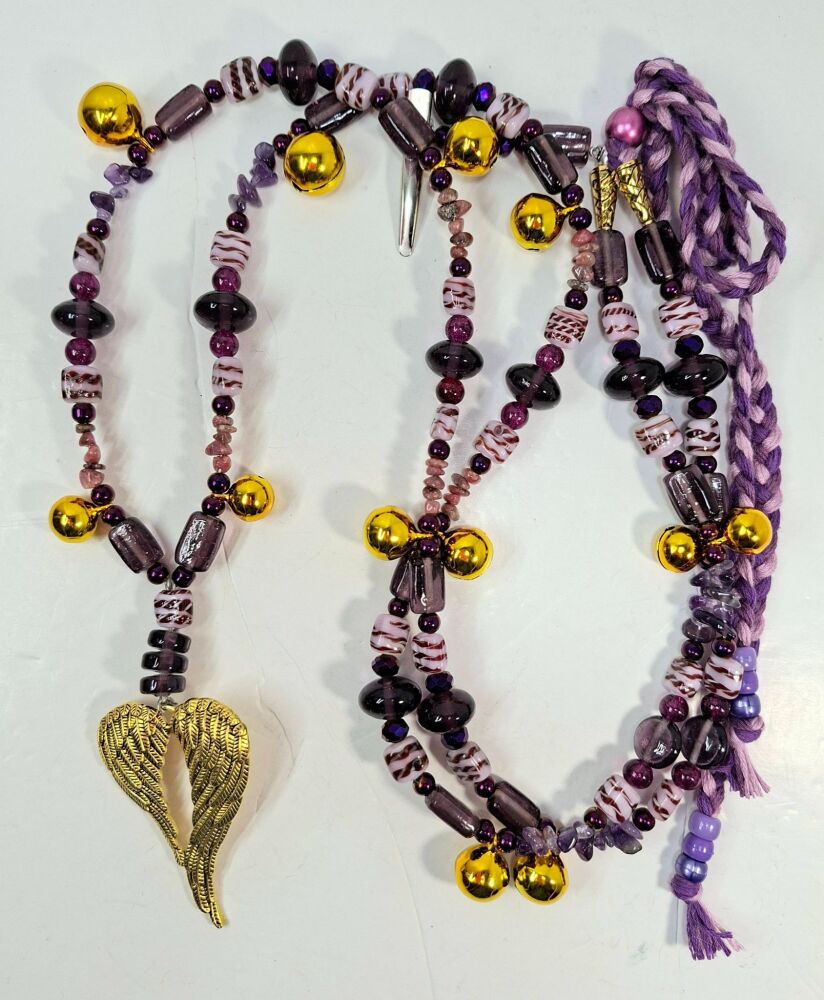 Rhythm Beads - Amethyst and Rhodonite. Larger Pony / Cob to Full Size Horse.