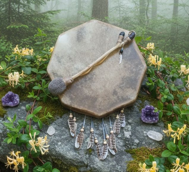 Blue Sodalite and Shiva Shell Drum Beater (Vegan Friendly)