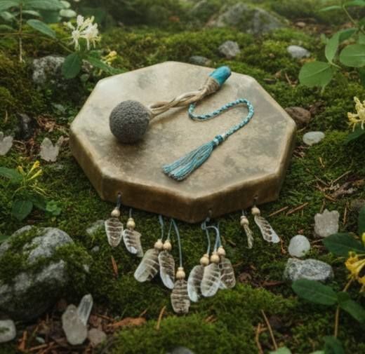 Labradorite Drum Beater. (Vegan Friendly)