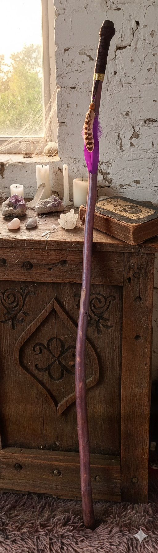 Black Moonstone Walking / Ceremonial / Talking Stick