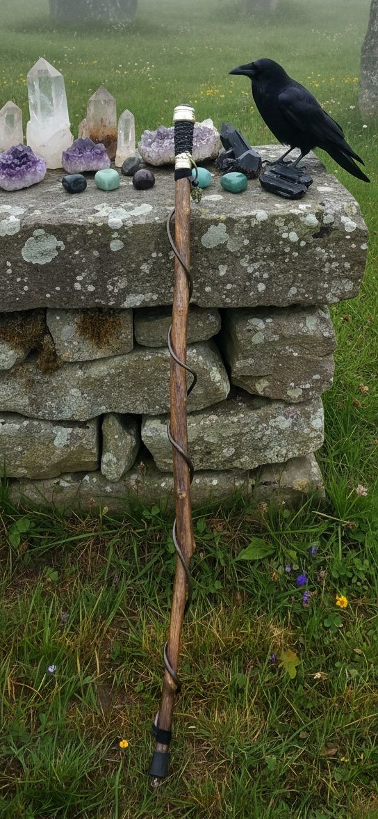 Green Jade Walking / Ceremonial / Talking Stick