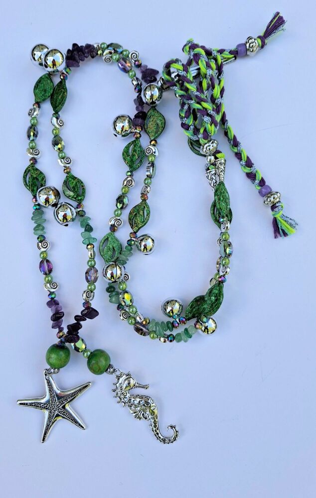 Rhythm Beads - Green Aventurine and Amethyst. Larger Pony / Small Cob to Full Size Horse.