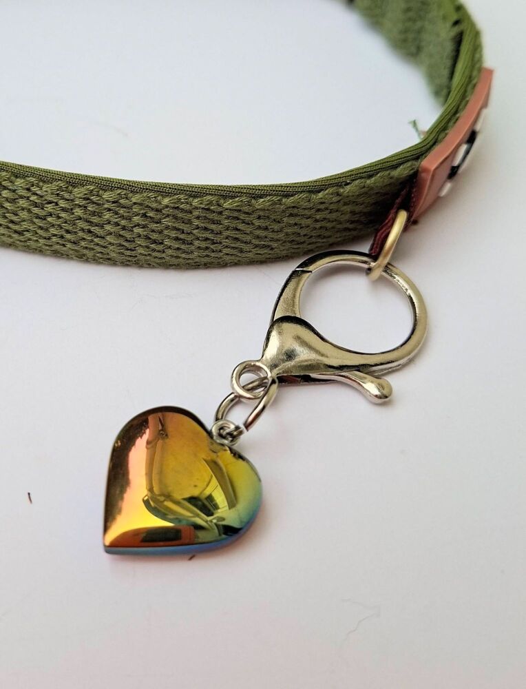 Rainbow Hematite Crystal Heart Clip