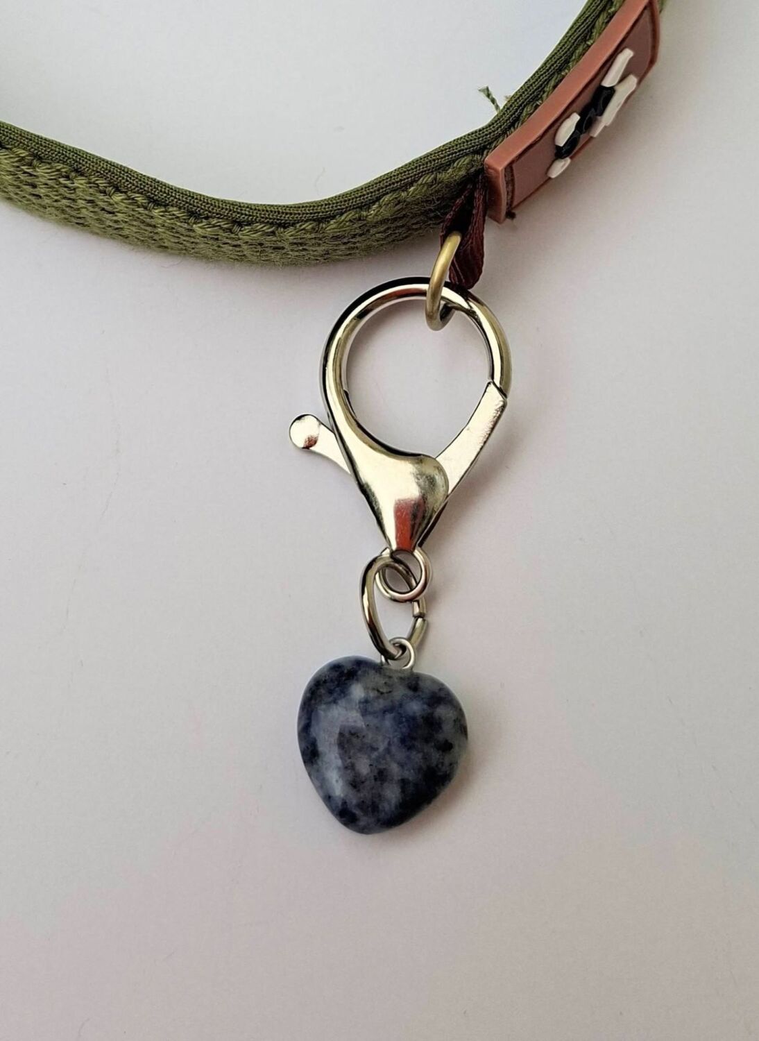 Blue Sodalite Crystal Heart Clip