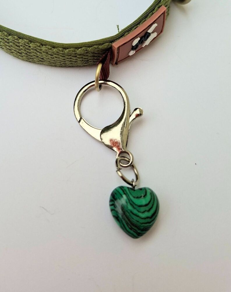 Malachite Crystal Heart Clip