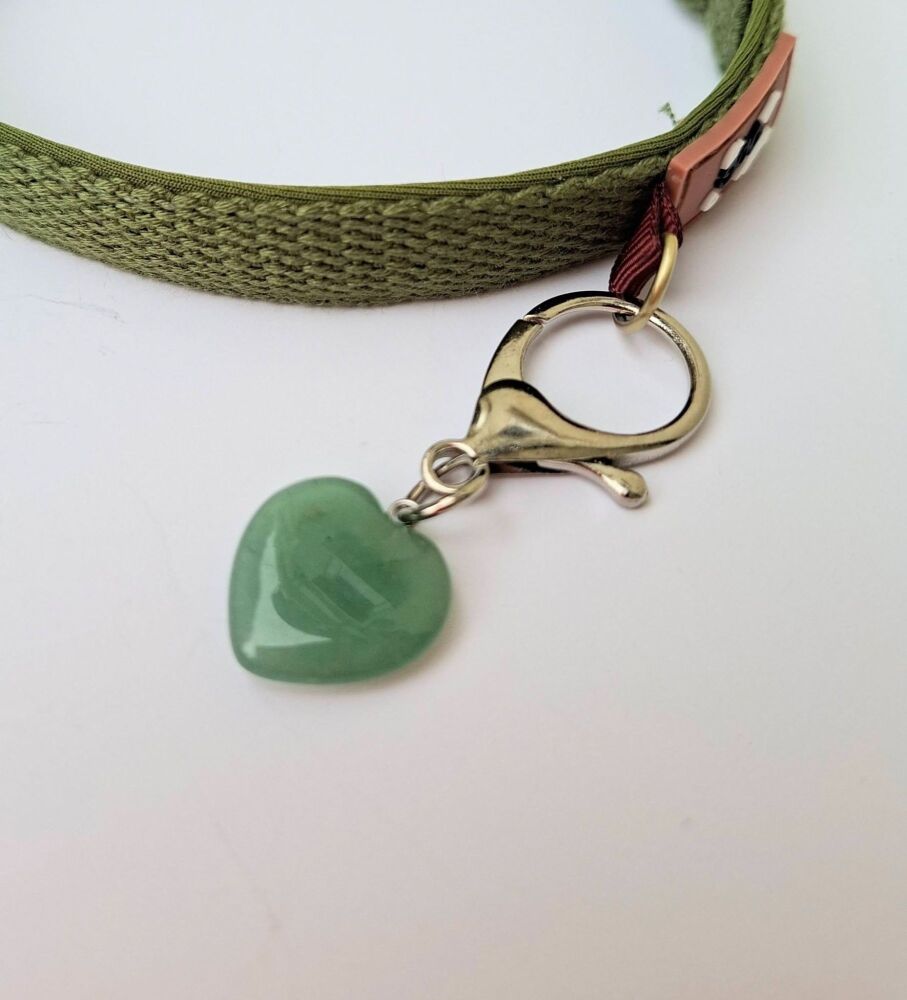 Green Aventurine Crystal Heart Clip