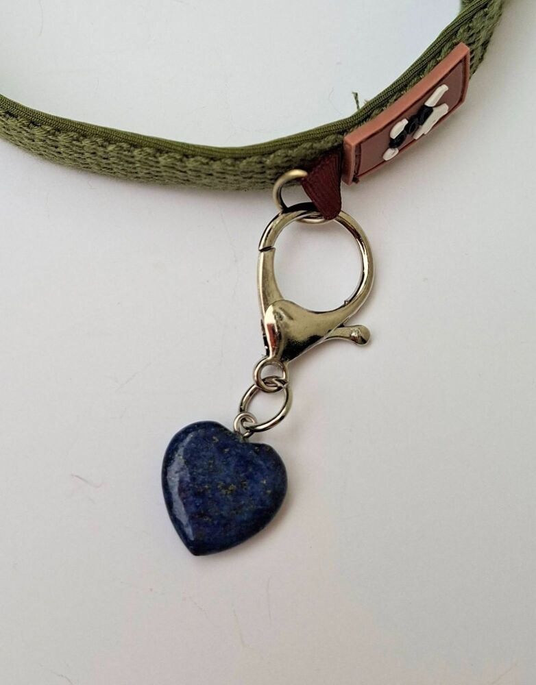 Lapis Lazuli Crystal Heart Clip