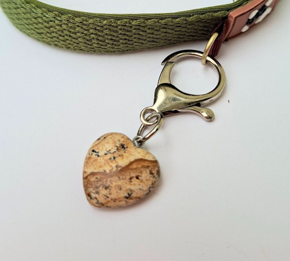 Picture Jasper Crystal Heart Clip