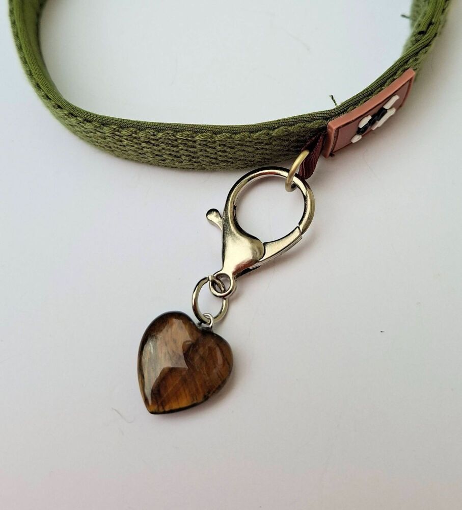Tigers Eye Crystal Heart Clip