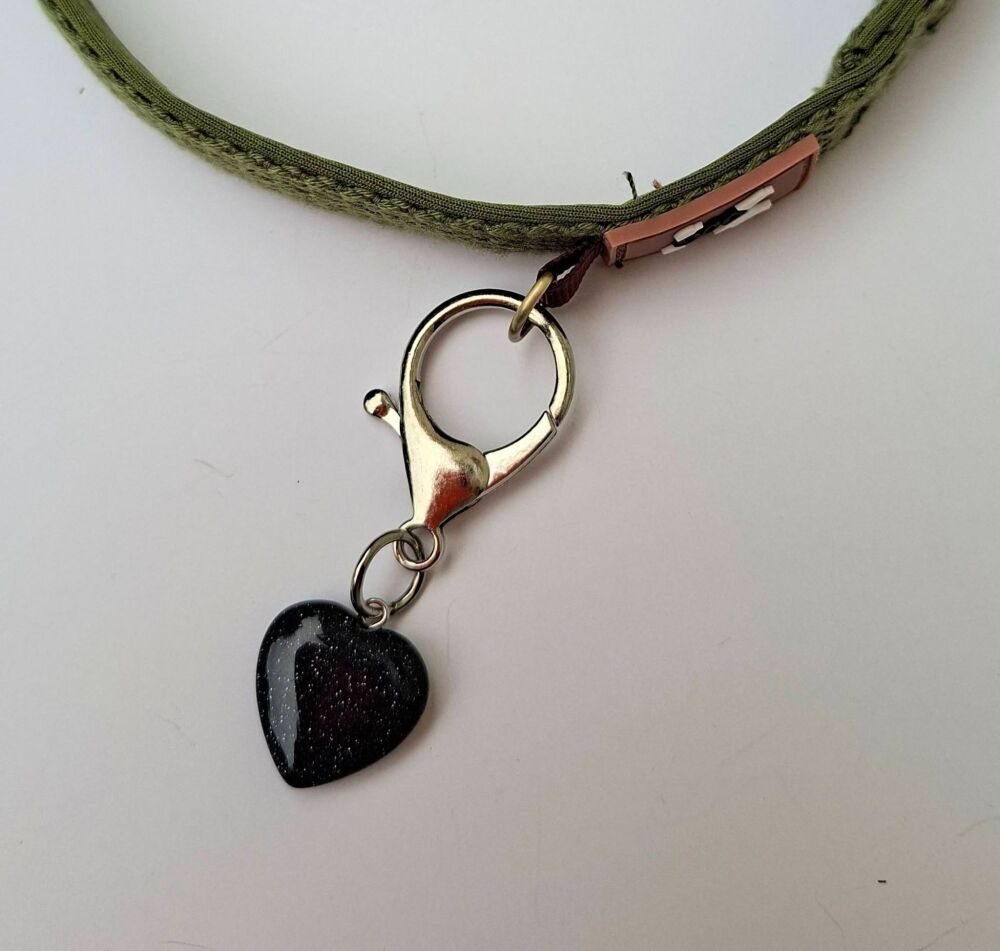 Blue Goldstone Crystal Heart Clip