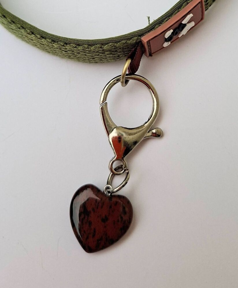 Mahogany Obsidian Crystal Heart Clip