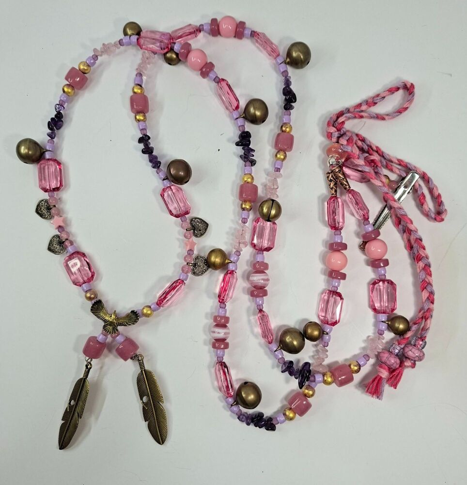 Rhythm Beads - Amethyst and Rose Quartz. Full Size Horse to Extra Full Size Horse.