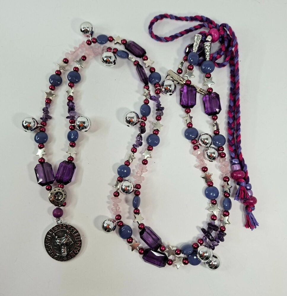 Rhythm Beads - Amethyst and Rose Quartz. Larger Cob to Extra Full Size Horse.
